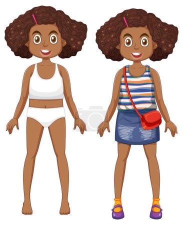 Photo for Set of African teenage cartoon character illustration - Royalty Free Image