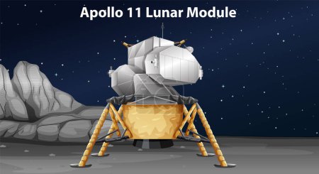 Illustration for Apollo 11 Lunar Module on Moon Surface illustration - Royalty Free Image