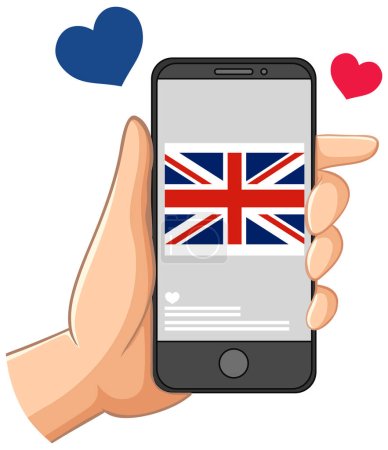 Téléchargez les illustrations : Drapeau du Royaume-Uni sur l'illustration du smartphone - en licence libre de droit