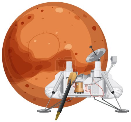 Illustration for Viking 1 Spacecraft Lander on Mars illustration - Royalty Free Image