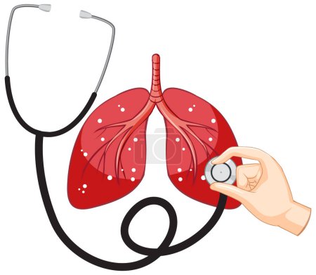 Illustration for Stethoscope and lungs on white background illustration - Royalty Free Image