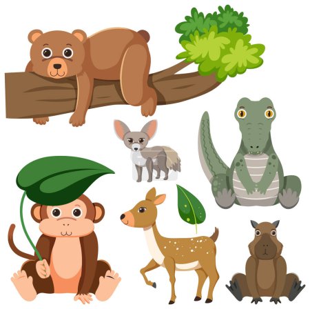 Illustration for Wild Animals Cartoon Collection illustration - Royalty Free Image