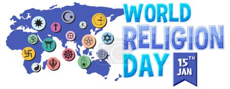 Téléchargez les illustrations : Illustration du design de bannière de la Journée mondiale de la religion - en licence libre de droit