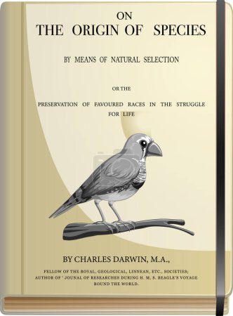 Illustration for Charles Darwin and The origin of species book illustration - Royalty Free Image