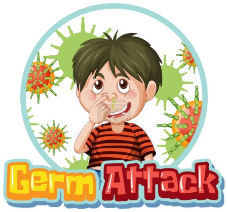 Téléchargez les illustrations : Un garçon entouré de germes illustration - en licence libre de droit