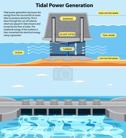 Tidal Electricity Concept for Science Education illustration