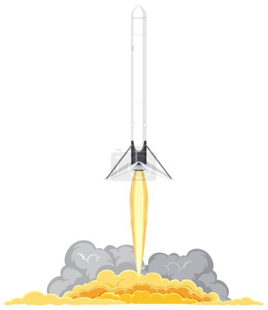 Téléchargez les illustrations : Illustration du lancement de fusée dans l'espace Concept - en licence libre de droit
