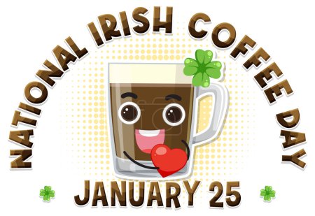 Ilustración de Día Nacional del Café Irlandés Banner Diseño ilustración - Imagen libre de derechos