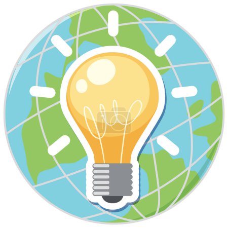 Ilustración de Earth globe with light bulb icon illustration - Imagen libre de derechos