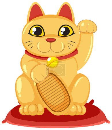 Illustration for Maneki neko Japanese cat good luck doll illustration - Royalty Free Image