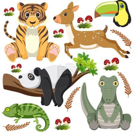 Illustration for Set of mix animal character illustration - Royalty Free Image