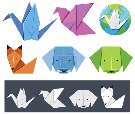 Illustration for Set of mix origami paper illustration - Royalty Free Image