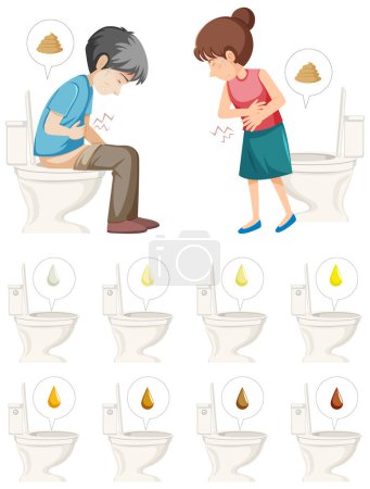 Illustration for Set of people having diarrhea illustration - Royalty Free Image