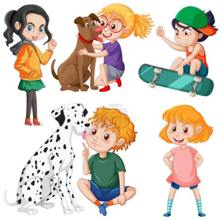 Illustration for Set of cute cartoon character illustration - Royalty Free Image