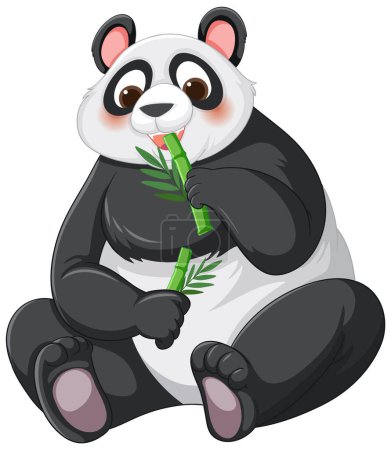 Illustration for Panda cartoon eating bamboo illustration - Royalty Free Image