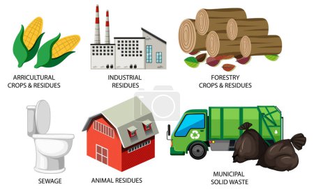 Illustration for Many Forms of Biomass Energy illustration - Royalty Free Image