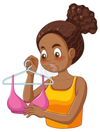Illustration for Teen Girl Experiencing Puberty Choosing Bra illustration - Royalty Free Image