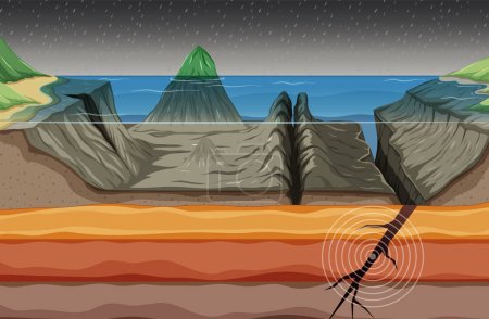 Illustration for Convergent Continental Plate Boundary illustration - Royalty Free Image