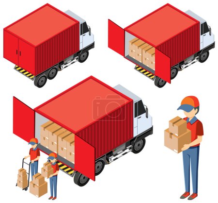 Illustration for Container truck with cargo transportation concept illustration - Royalty Free Image