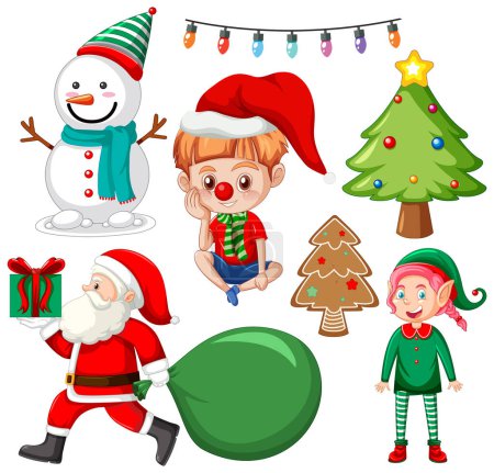 Illustration for Merry Christmas Object Decoration Item Collection illustration - Royalty Free Image