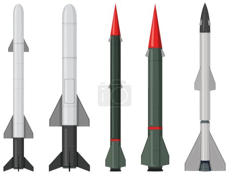 Illustration for Set of Military Missiles illustration - Royalty Free Image