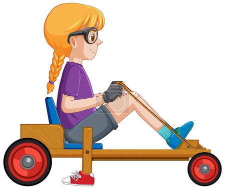 Illustration for Girl driving Billy cart illustration - Royalty Free Image