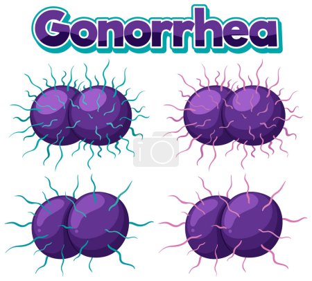Téléchargez les illustrations : Neisseria gonorrhoeae on white background illustration - en licence libre de droit