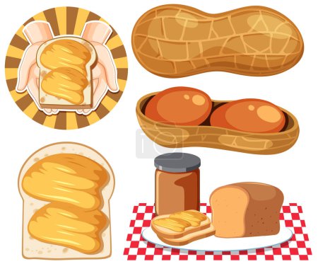 Ilustración de Elementos de mantequilla de cacahuete e iconos Set ilustración - Imagen libre de derechos