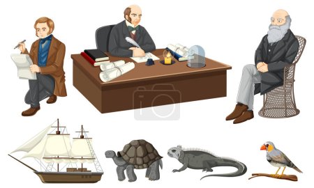 Ilustración de Conjunto de ilustración de Charles Darwin - Imagen libre de derechos