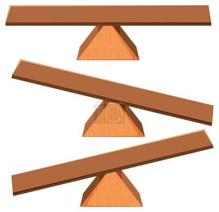Illustration for Wooden balance scale or seesaw set illustration - Royalty Free Image