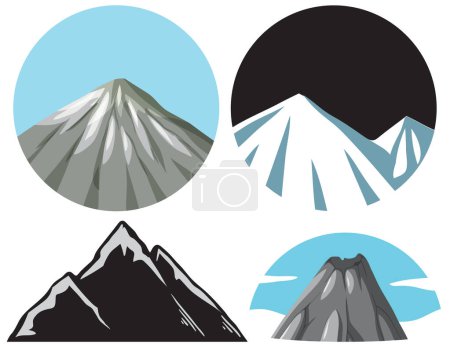 Téléchargez les illustrations : Ensemble de montagnes dans l'illustration icône de style différent - en licence libre de droit