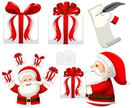 Téléchargez les illustrations : Illustration de collection d'icônes vectorielles de Noël festives - en licence libre de droit