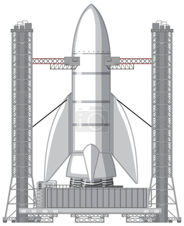 Cosmodrome and Rocket Launch Vector illustration