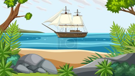 Illustration for Charles Darwin Expedition to Galapagos Concept illustration - Royalty Free Image