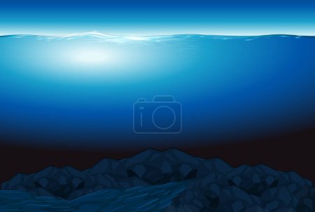 Téléchargez les illustrations : Rayon de soleil pénétrant sous l'eau Illustration de fond - en licence libre de droit