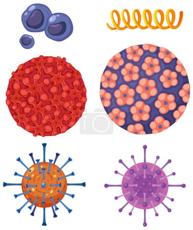 Illustration for Set of virus and bacteria icons illustration - Royalty Free Image