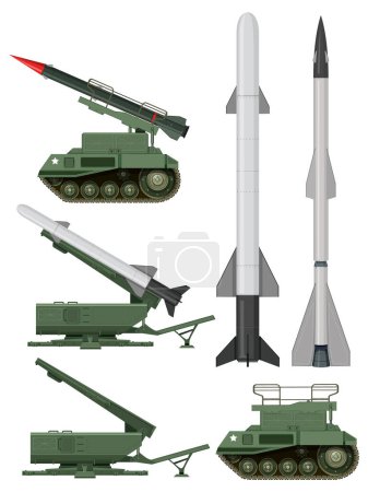 Illustration for Military missile launcher collection illustration - Royalty Free Image