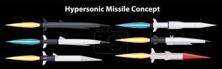 Illustration for Collection of Hypersonic Missile Weapons illustration - Royalty Free Image