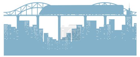 Illustration for Skyscraper with skytrain silhouette illustration - Royalty Free Image