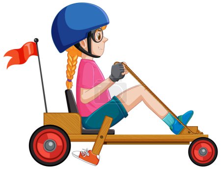 Illustration for Girl driving Billy cart illustration - Royalty Free Image