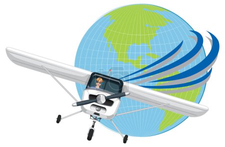 Ilustración de Aviones ligeros con ilustración de Vector de Icono Mundial - Imagen libre de derechos