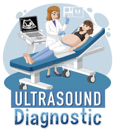 Ilustración de Diagnóstico por ultrasonido para ilustración de diseño de pancartas o carteles - Imagen libre de derechos