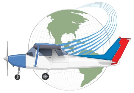 Ilustración de Aviones ligeros con ilustración de Vector de Icono Mundial - Imagen libre de derechos