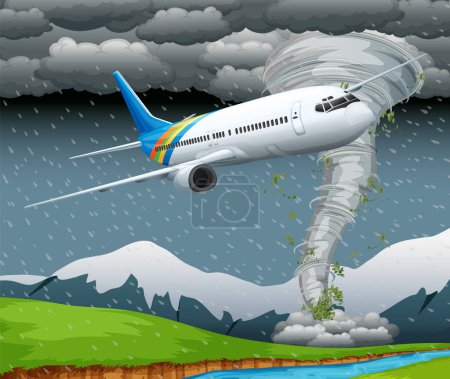 Illustration for Plane Flying Through Storm Vector illustration - Royalty Free Image