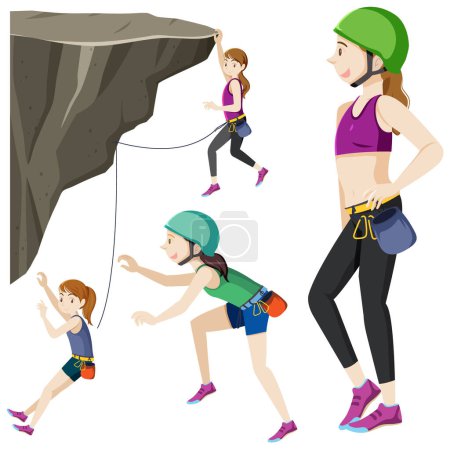 Illustration for Mountain climber character extreme sport active lifestyle illustration - Royalty Free Image