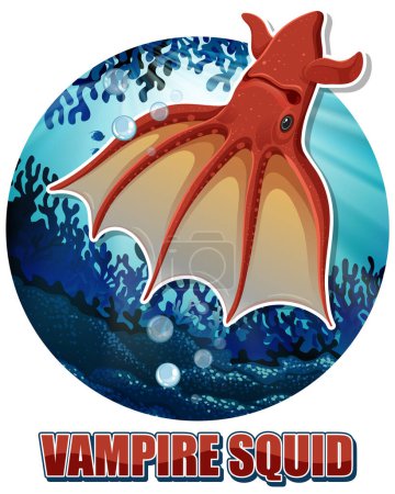 Ilustración de Ilustración de la criatura de mar profundo del calamar vampiro - Imagen libre de derechos