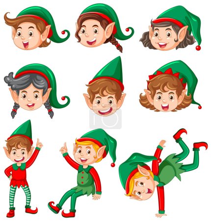 Illustration for Merry Christmas Elves Collection illustration - Royalty Free Image