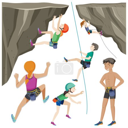Téléchargez les illustrations : Personnage alpiniste sport extrême mode de vie actif illustration - en licence libre de droit