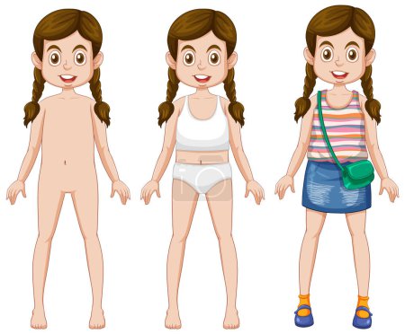 Ilustración de Set of girl cartoon character illustration - Imagen libre de derechos