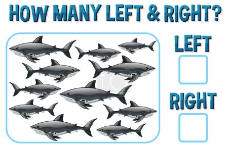 Illustration for Left and Right Game Template with Sea Animals illustration - Royalty Free Image